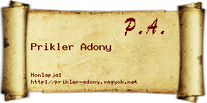 Prikler Adony névjegykártya
